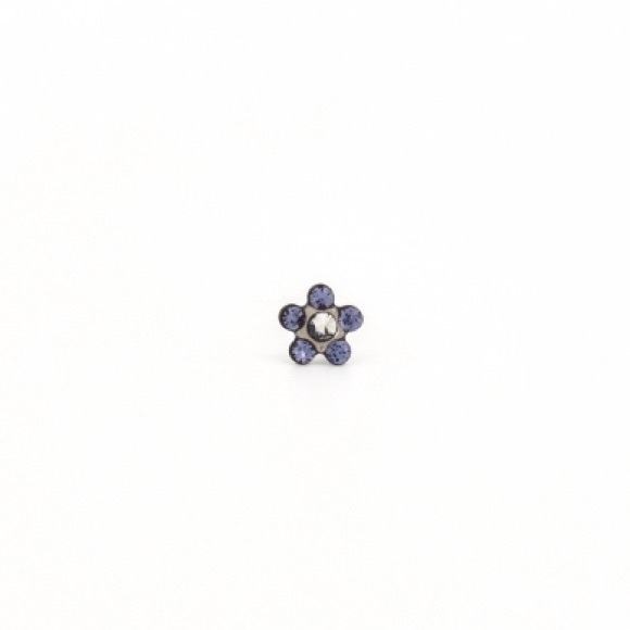 Studex Stainless Steel Daisy Tanzanite APR Crystal Ear Piercing Earring - Picture 2 of 6